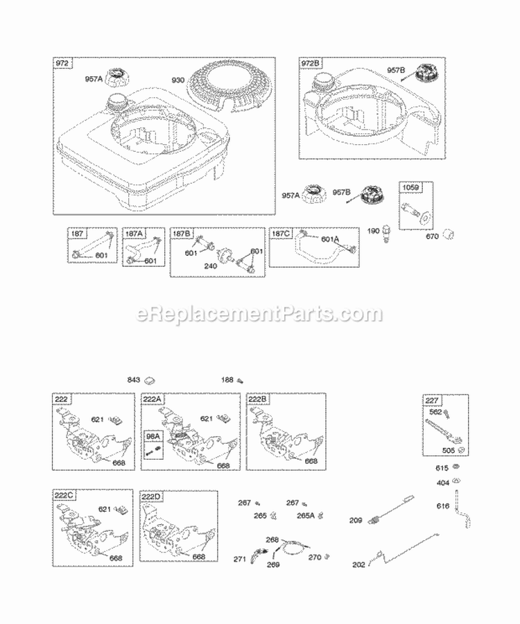 Controls Fuel Supply Governor Spring Diagram and Parts List for 12J802-0861-01  Briggs and Stratton Engine